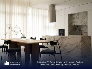 Đá Dekton ốp bếp, lavabo ghép khối tại The Jamila Penthouse – Khang  Điền, Tp. Thủ Đức, TP.HCM.