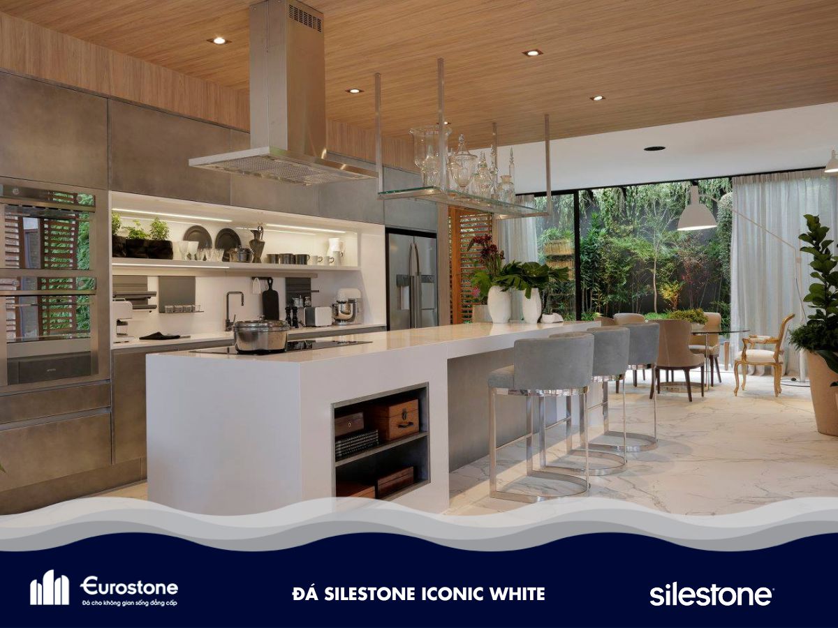 Đá Silestone Iconic white làm bàn bếp