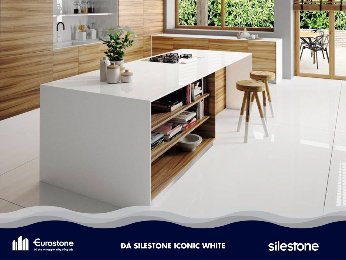 Đá Silestone Iconic white ốp bếp đẹp